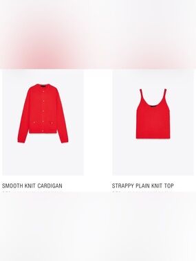 Zara Red Women’s Ribbed Sweater Tank and Cardigan Set